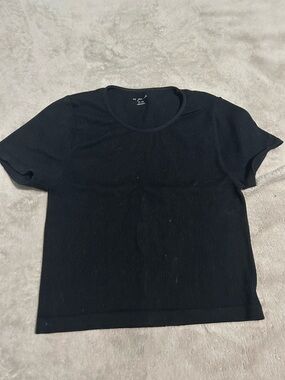Urban Outfitters Black Ribbed Crewneck Short Sleeve Top